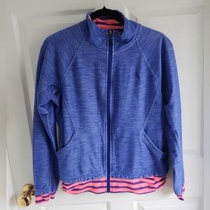 North Face Ladies Denim look jacket with Pink Ribbing Size large